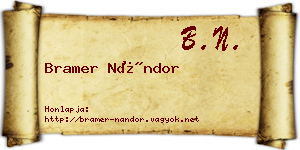 Bramer Nándor névjegykártya